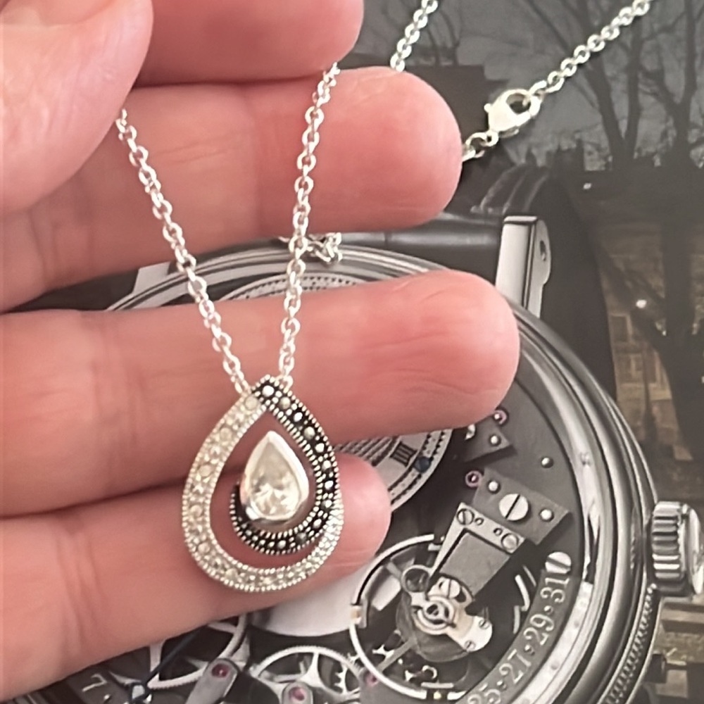 silver mc new necklace with small cubic zirconia